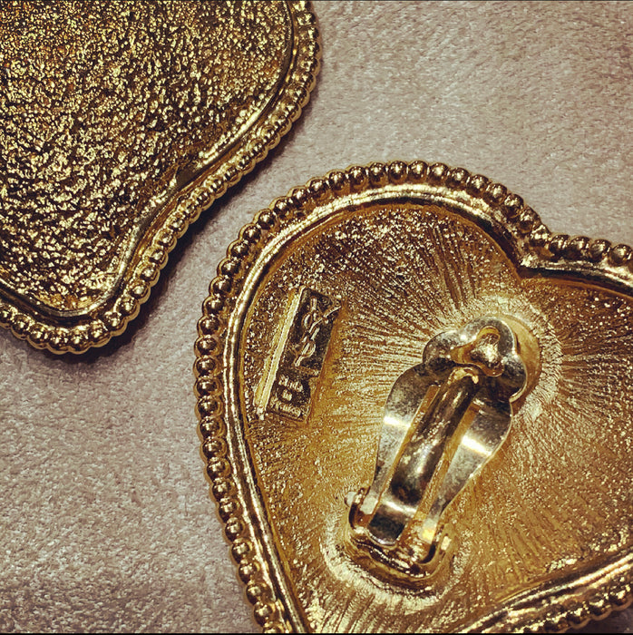 Yves Saint Laurent Large gold heart earrings - The Hirst Collection