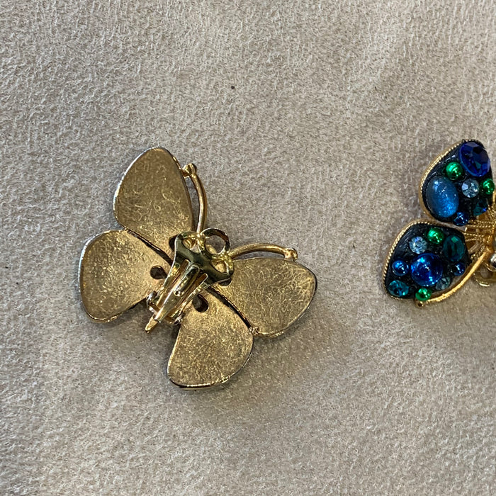 Blue butterfly vintage French clip on earrings - The Hirst Collection