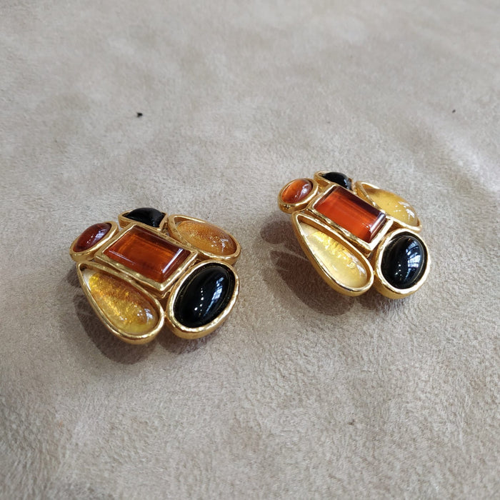 Edouard Rambaud Yellow Amber large clip on earrings - The Hirst Collection