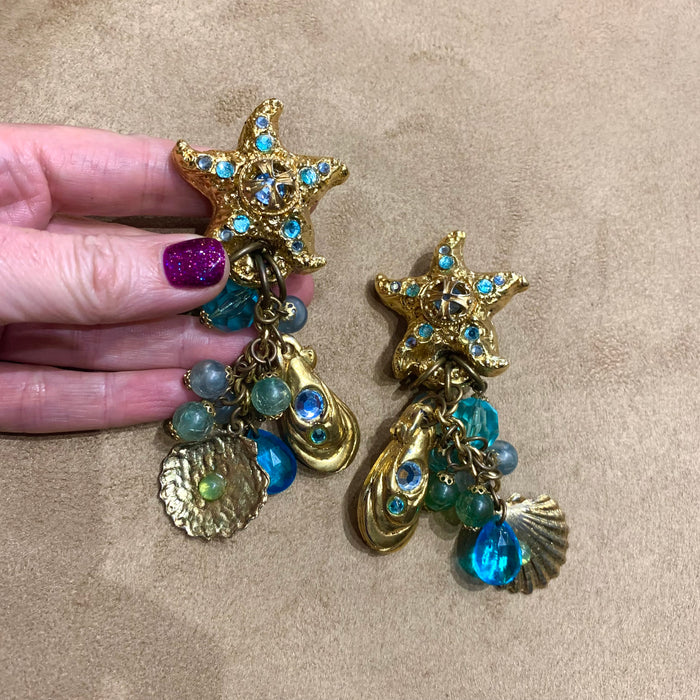 Jacky De G Pairs Ocean Paris Sealife chandelier earrings - The Hirst Collection