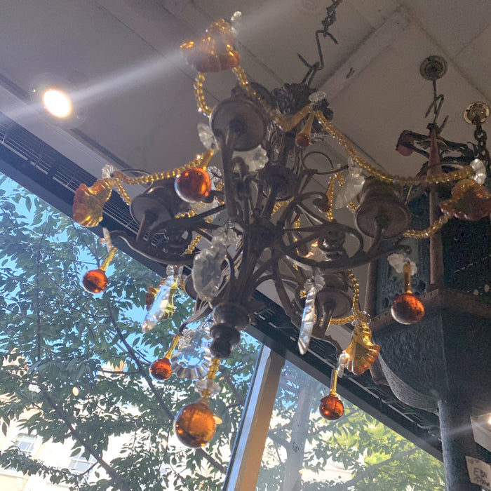 Antique Amber glass drop Chandelier. - The Hirst Collection