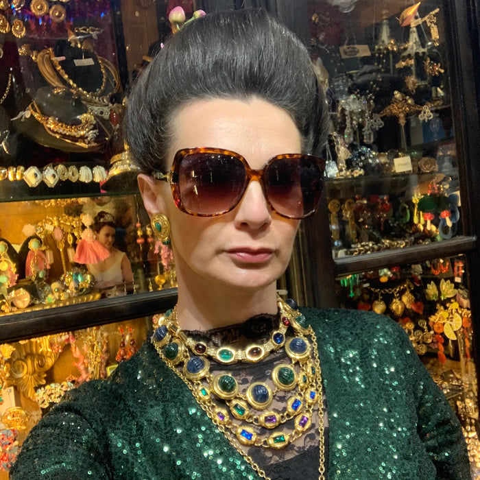 David Grau Vintage statement Blue Green Cabochon necklace - The Hirst Collection