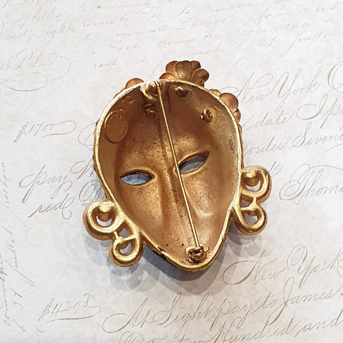 Butler and Wilson Blackamoor Pin Brooch Gold Plated Pave Stone - The Hirst Collection