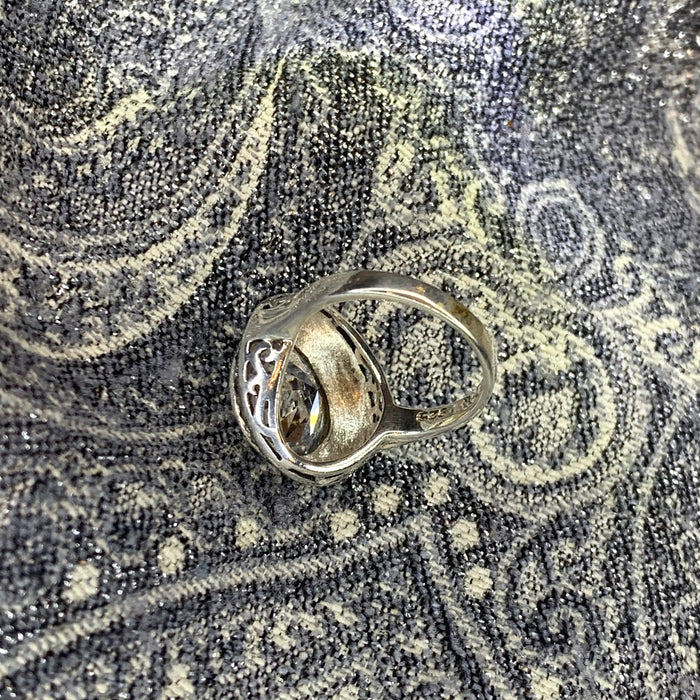 Large Round Solitaire Silver Ring - The Hirst Collection