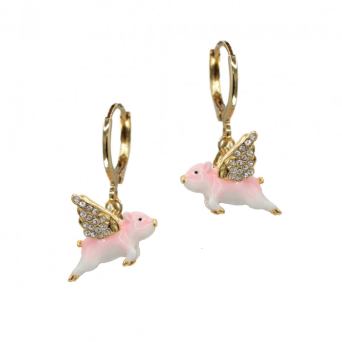 Flying Pig huggie hoop earrings by Bill Skinner
