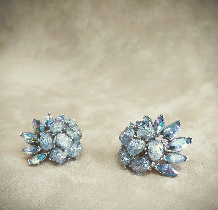 Vintage Trifari Icy Blue spray  Earrings - The Hirst Collection