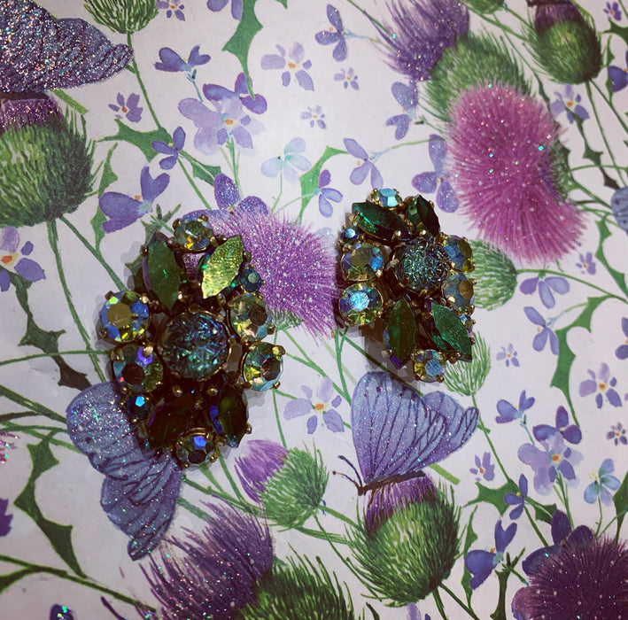 Vintage Schiaparelli Green clip on earrings