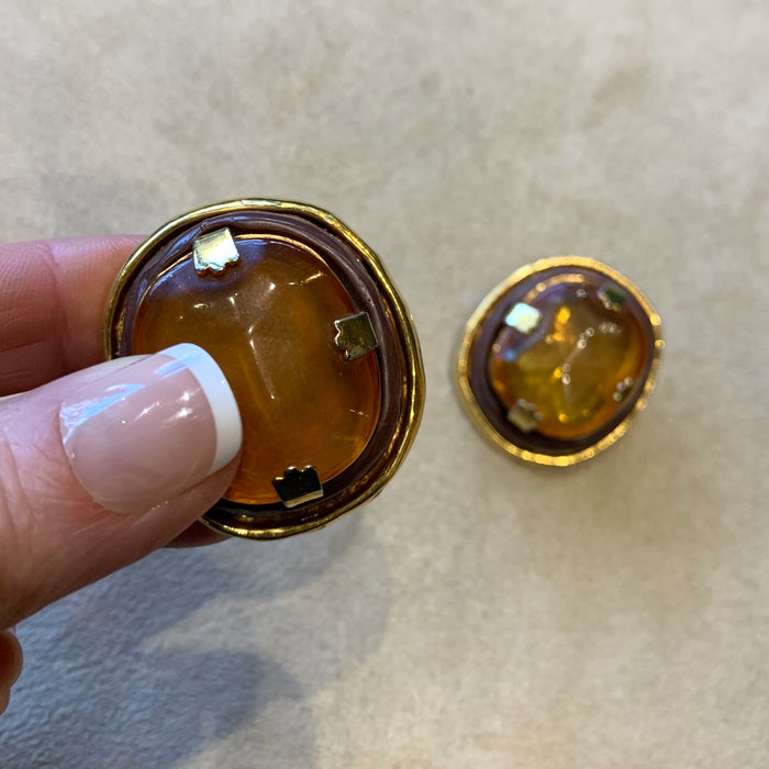 Amber vintage big stone earrings by Kalinger Paris - The Hirst Collection