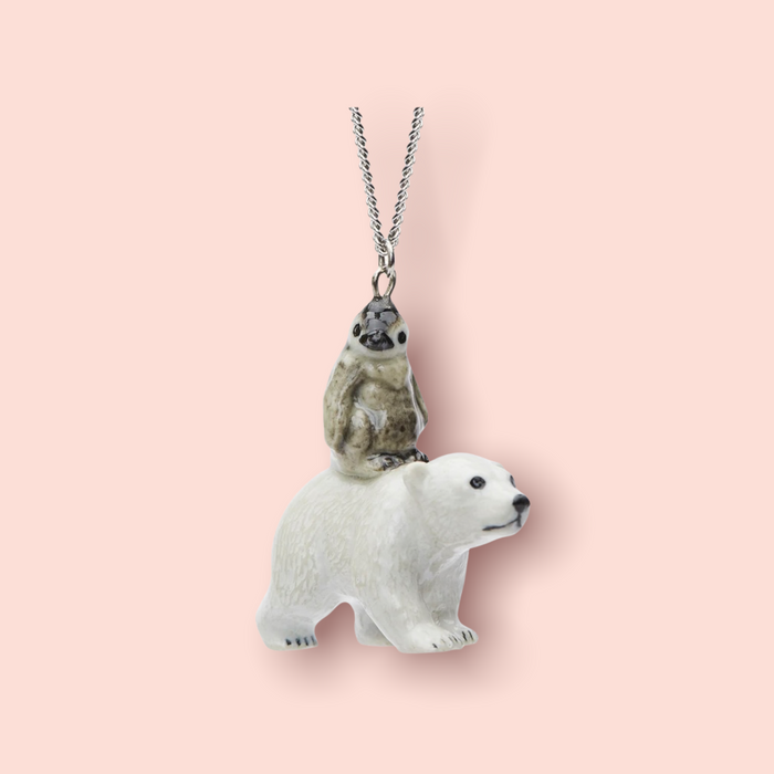 Baby Penguin and Polar Bear Pendant Necklace by And Mary