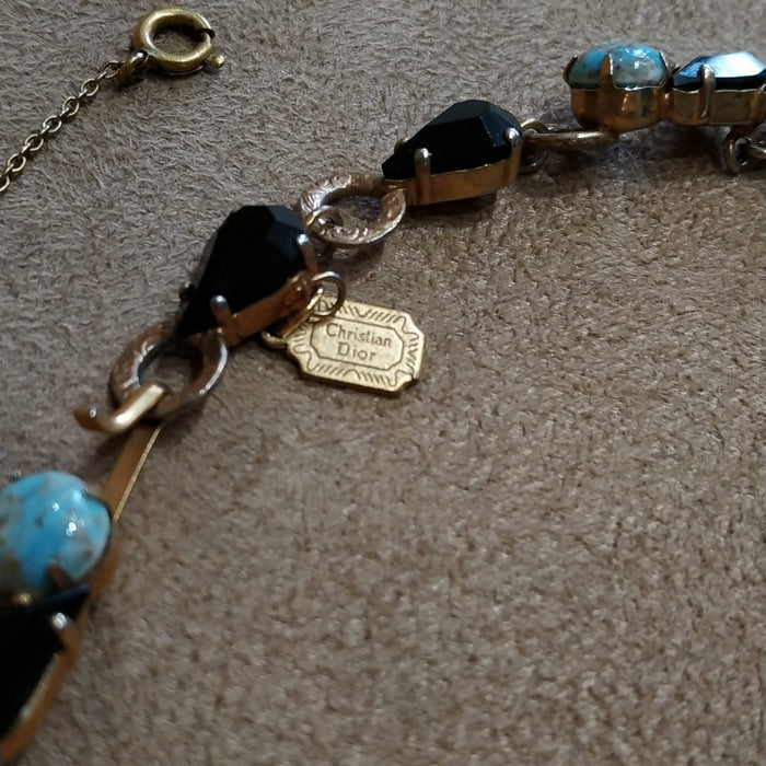 Christian Dior Turquoise Black Gold Staetement necklace