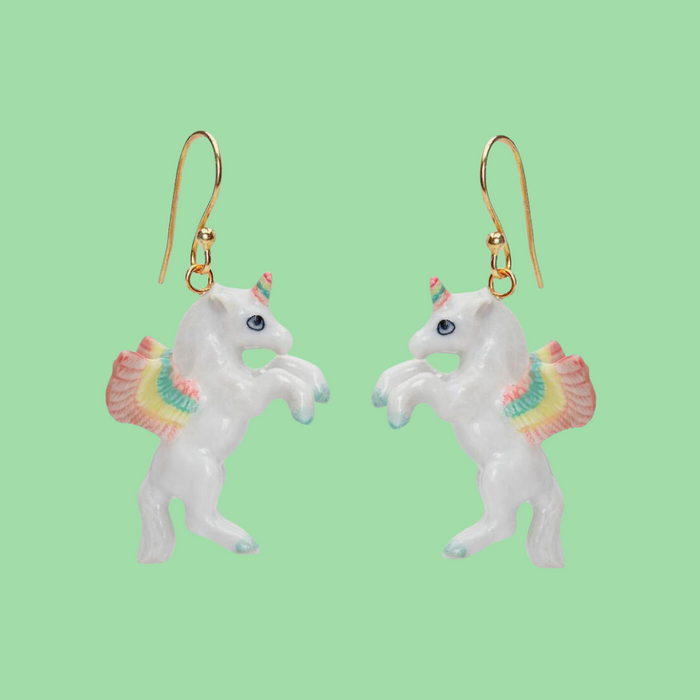 Flying Unicorn Pastel Rainbow earrings by AndMary - The Hirst Collection