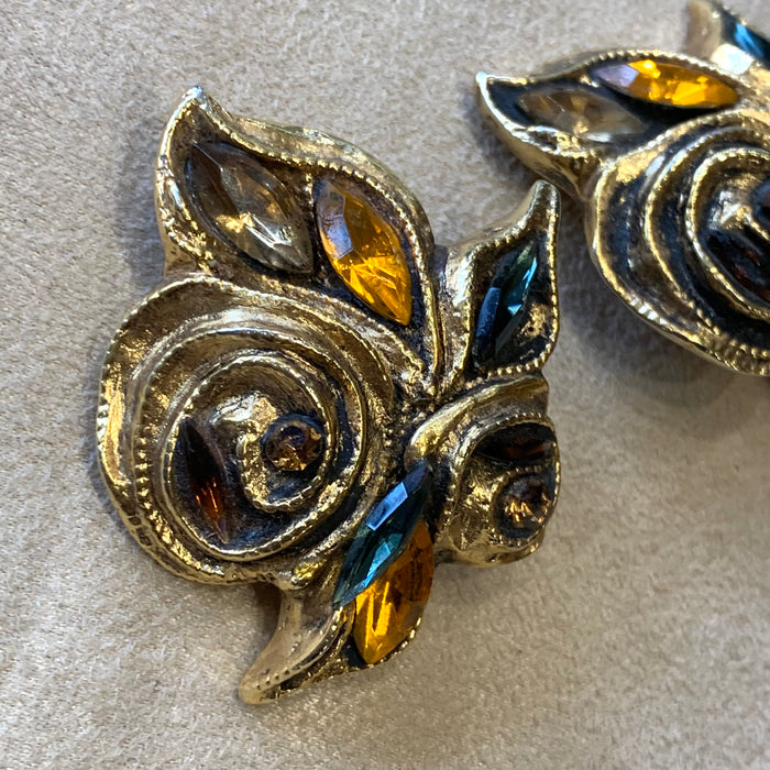 Kalinger Paris Amber Leaf clip on earrings - The Hirst Collection