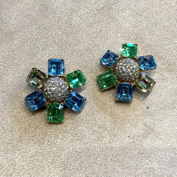 Ciner large pastel clip on earrings - The Hirst Collection