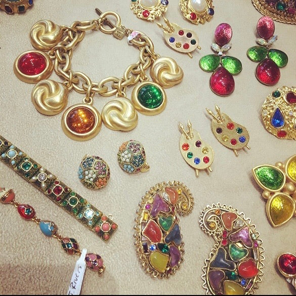 Anne Klein Charm Bracelet Gold Statement Multicoloured Stones - The Hirst Collection