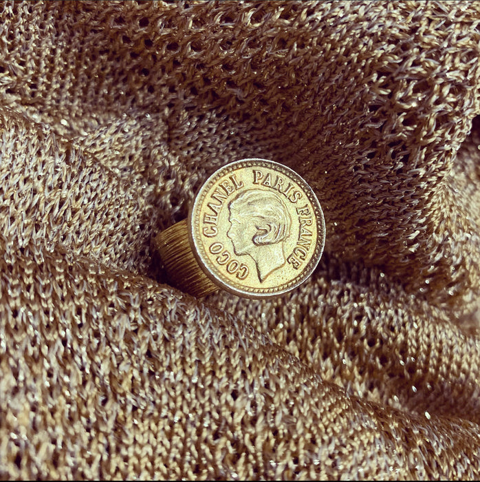 Coco Chanel Button Coin Ring - The Hirst Collection