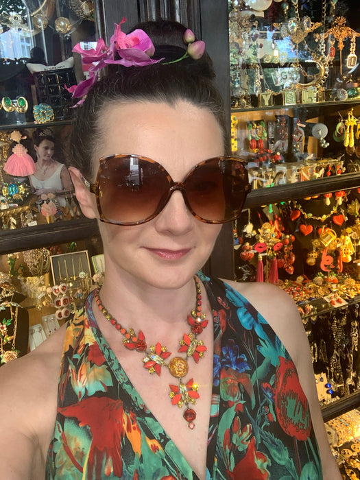 Frangos fire butterfly burnt orange  Necklace - The Hirst Collection