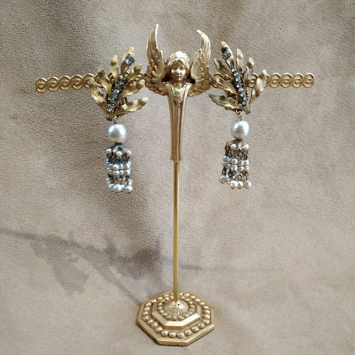 Miriam Haskell Pearl Leaf earrings