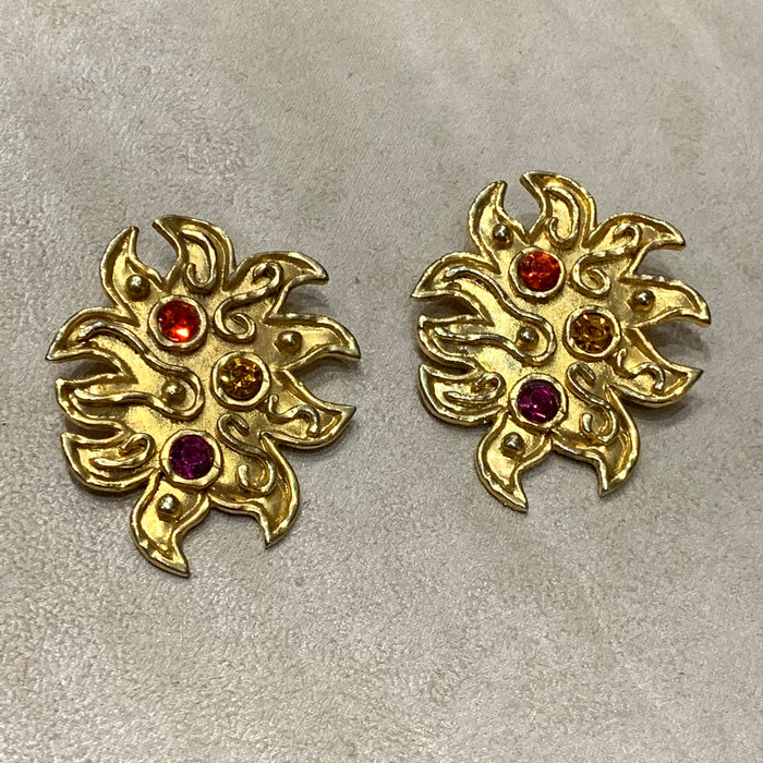 Edouard Rambaud colourful Sunburst clip on earrings - The Hirst Collection