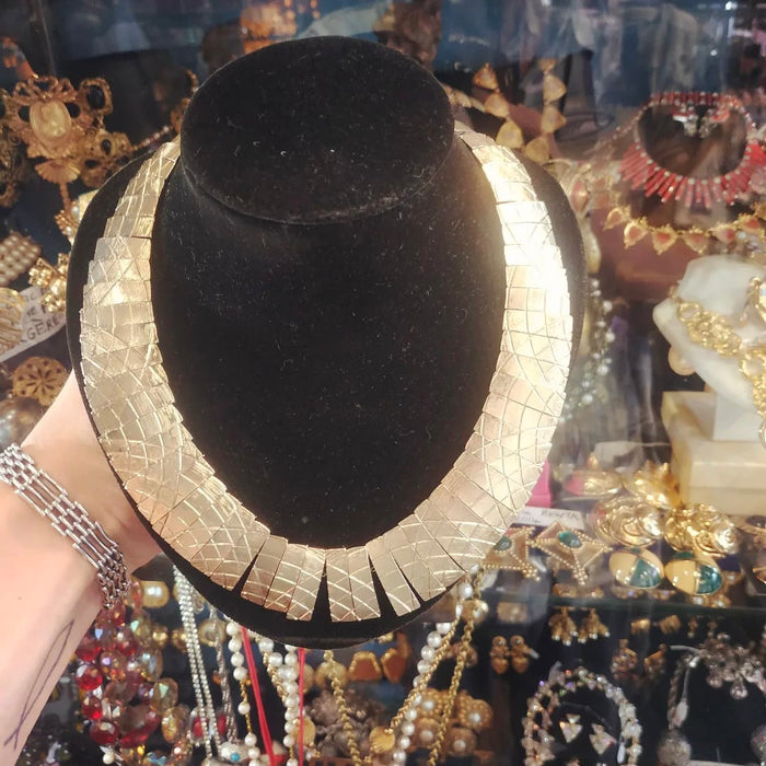 Articulated Engraved Statement Necklace