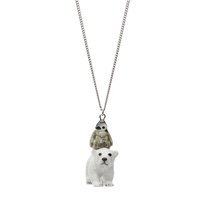 Baby Penguin and Polar Bear Pendant Necklace by And Mary