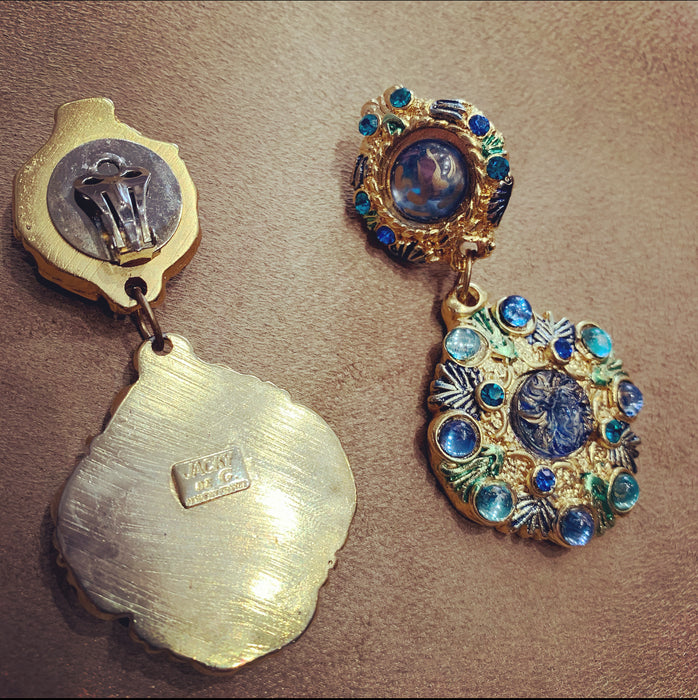 Jacky De G Pairs blue chandelier earrings - The Hirst Collection