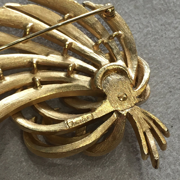 Trifari Vintage Pearl Leafy Spray Brooch - The Hirst Collection