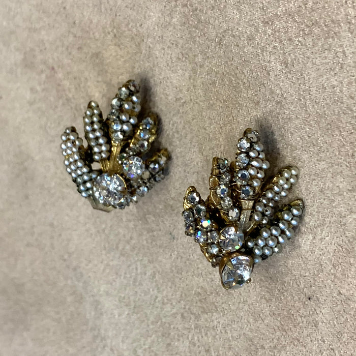 Miriam Haskell pearl leaf clip on earrings - The Hirst Collection