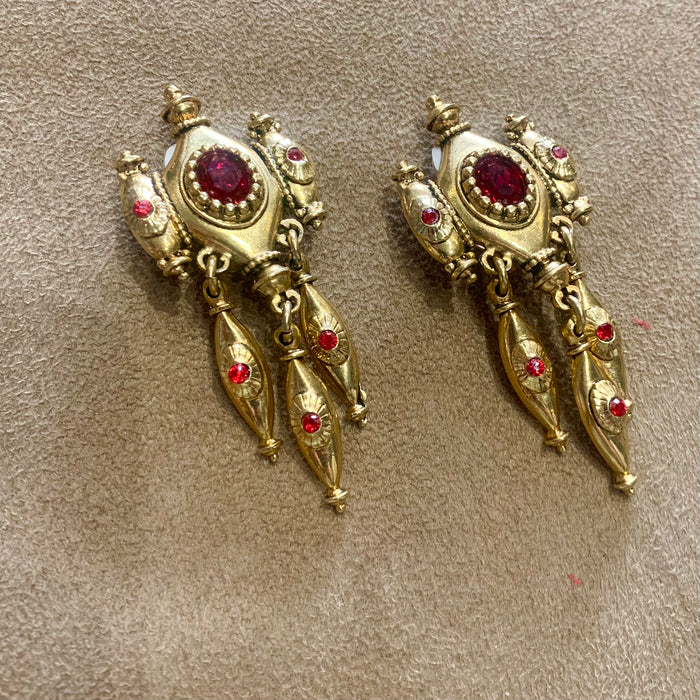 Red Chandelier Statement Earrings by Abbey Road - The Hirst Collection