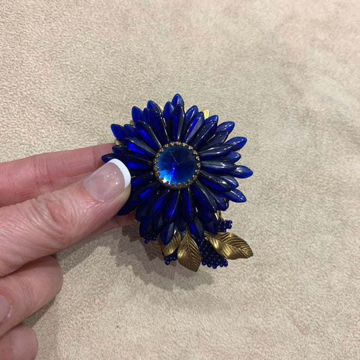 Stanley Hagler Blue Cobalt blue flower statement Brooch - The Hirst Collection