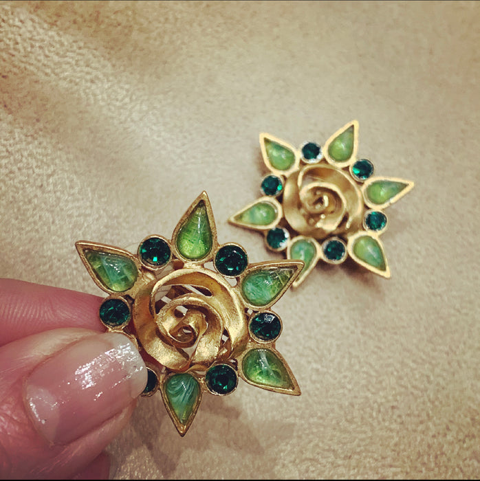 Guy Laroche Mint Jade Green clip on earrings - The Hirst Collection