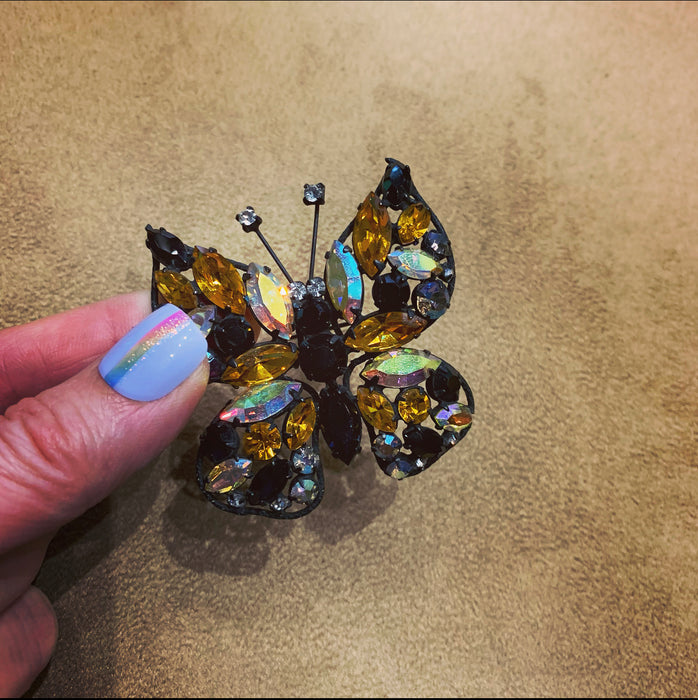 Amber Crystal Butterfly brooch by Regency - The Hirst Collection