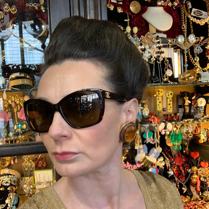 Amber vintage big stone earrings by Kalinger Paris - The Hirst Collection