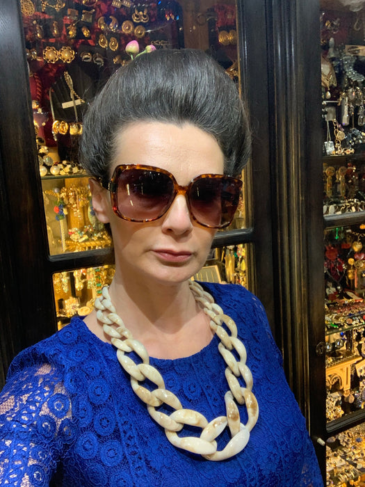 Cream Khaki Acrylic chain necklace - The Hirst Collection