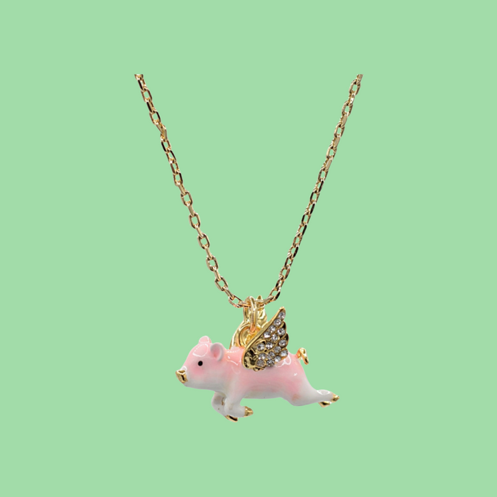 Flying pig necklace