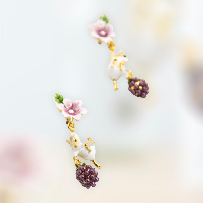 Blackberry mouse drop earrings by Bill Skinner - The Hirst Collection