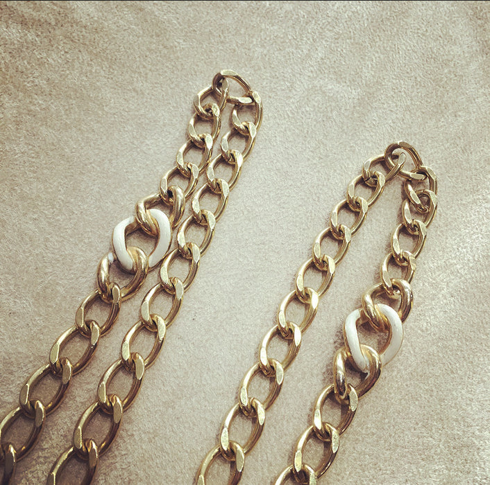 Christian Dior gold Long Chain with white and black - The Hirst Collection