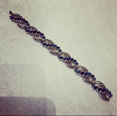 Sapphire Blue Wave Vintage Trifari Bracelet - The Hirst Collection
