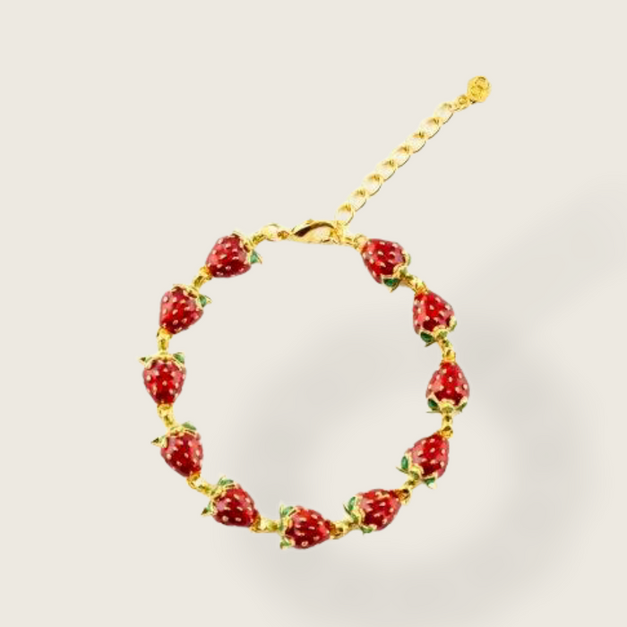 Strawberry Bracelet by Bill Skinner Red Enamel Gold Fruits - The Hirst Collection