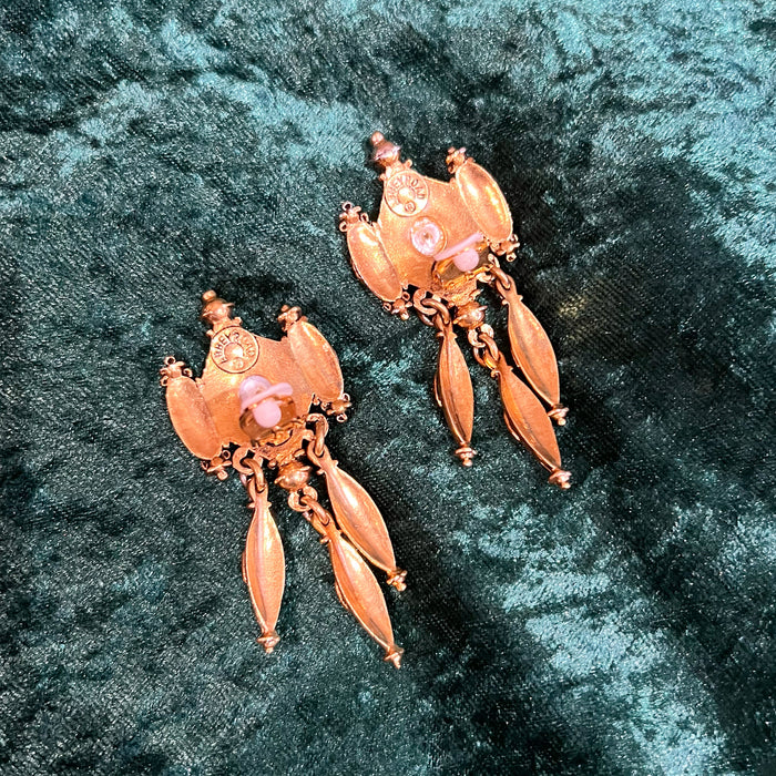Pearl and Gold Chandelier Statement Earrings by Abbey Road