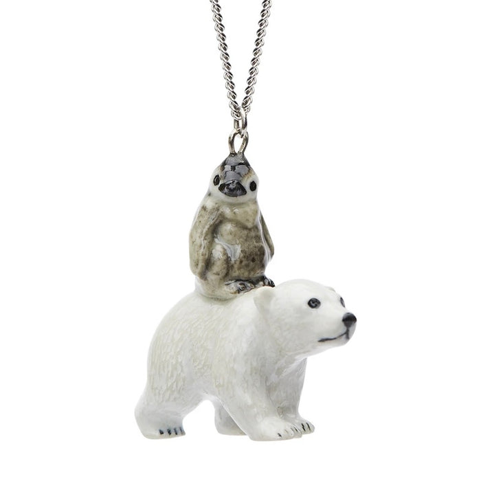 Baby Penguin and Polar Bear Pendant Necklace by And Mary