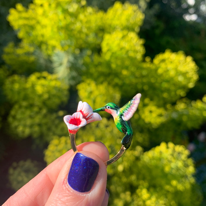 Hummingbird Ring Enamel Bill Skinner - The Hirst Collection