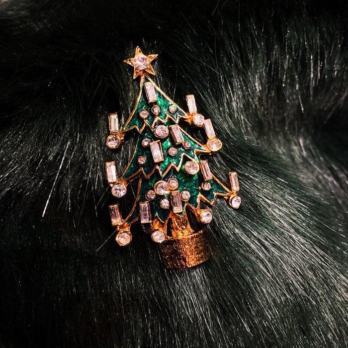 Christmas Tree Brooch Pin by Sardi Green Enamel Crystal - The Hirst Collection