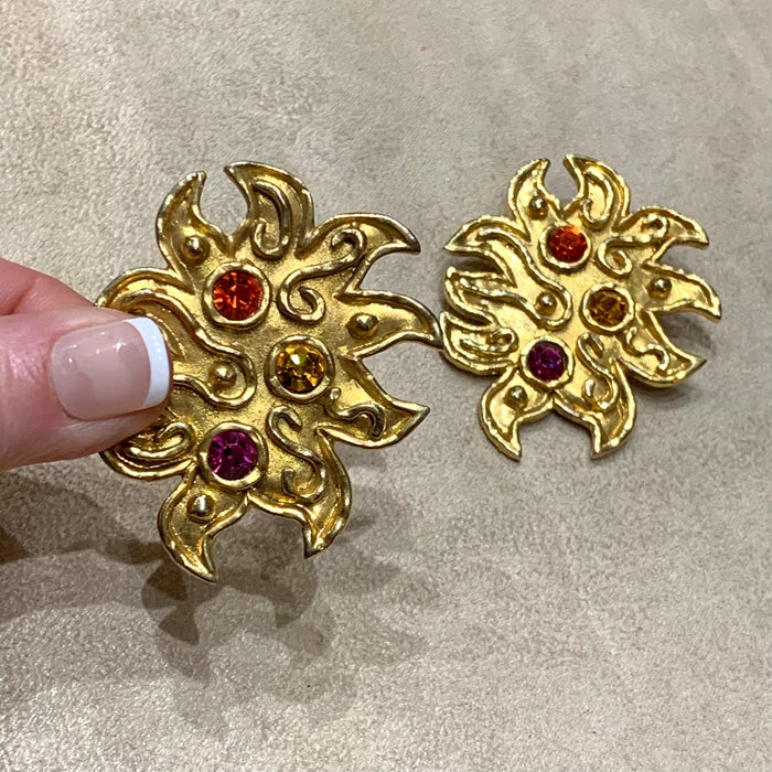 Edouard Rambaud colourful Sunburst clip on earrings - The Hirst Collection