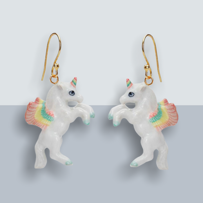 Flying Unicorn Pastel Rainbow earrings by AndMary - The Hirst Collection