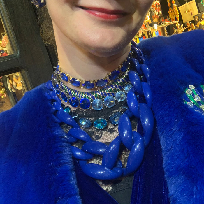 Cobalt blue  Acrylic chain necklace