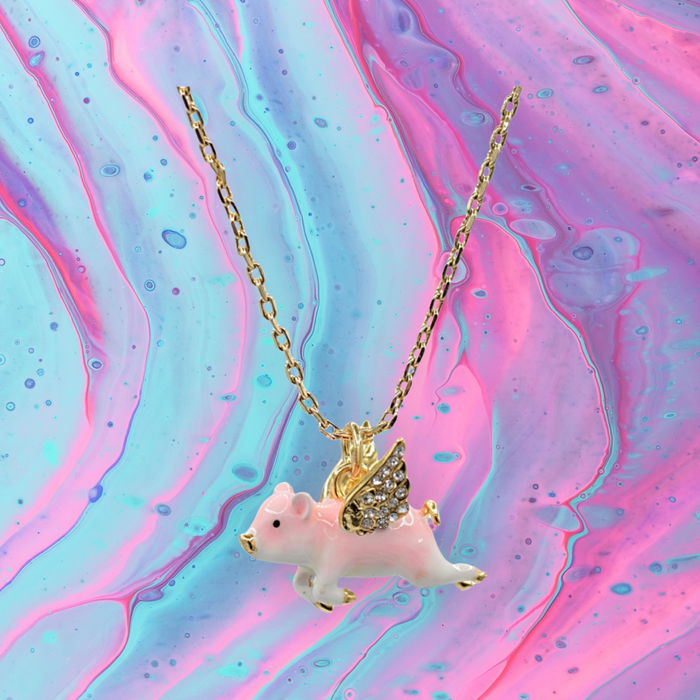 Flying pig necklace