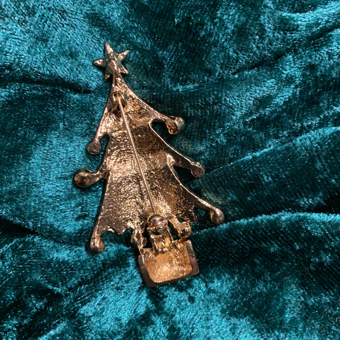 Blue Christmas tree brooch in enamel