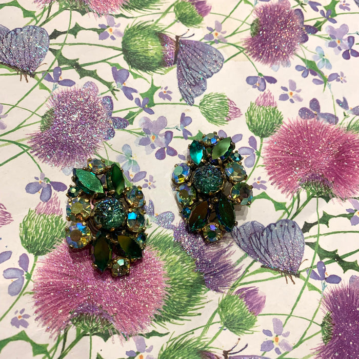 Vintage Schiaparelli Green clip on earrings