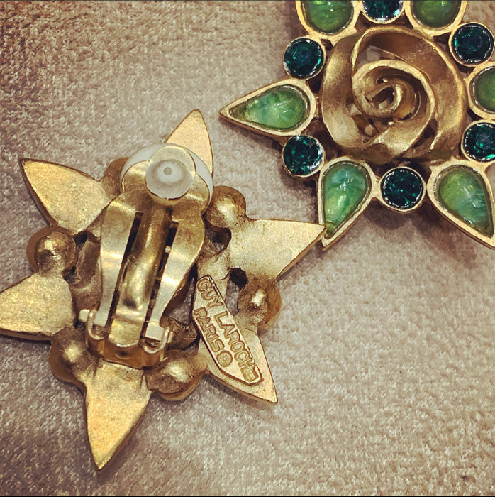 Guy Laroche Mint Jade Green clip on earrings - The Hirst Collection