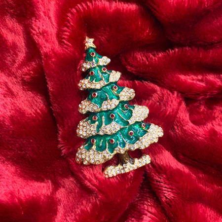 Vintage Christmas Tree brooch by Sphinx with green enamel - The Hirst Collection